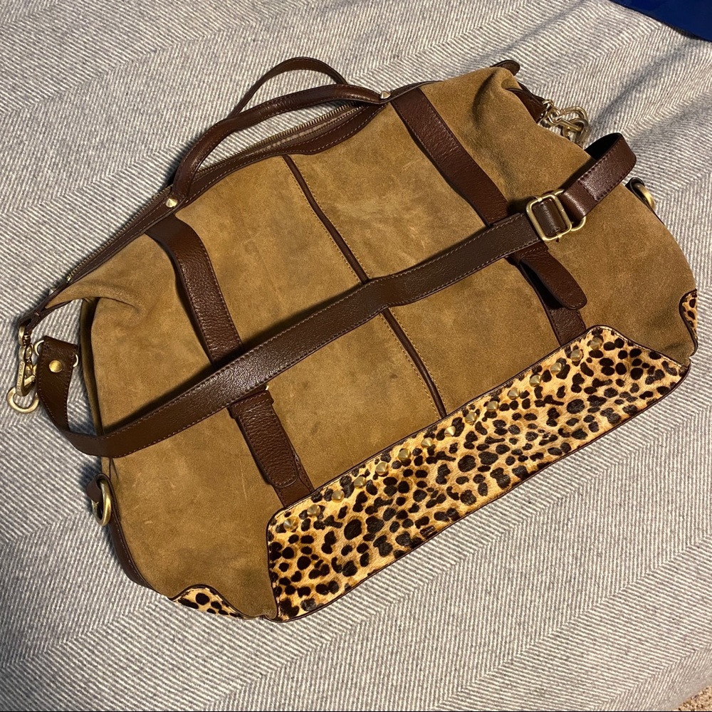 Genuine suede, leopard print purse